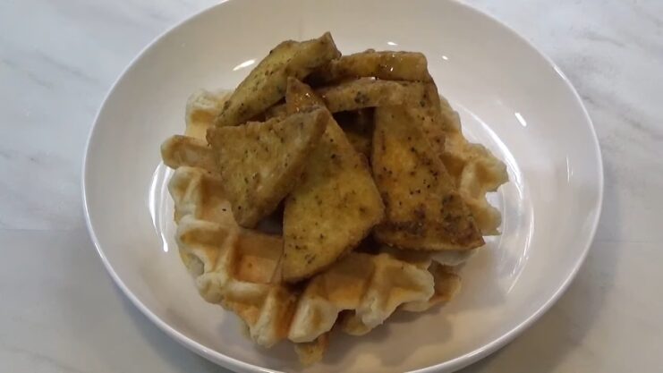 Vegan, Crispy Fried Tofu & Waffles